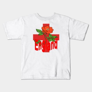 St George Flag With English Rose For England Fans Kids T-Shirt